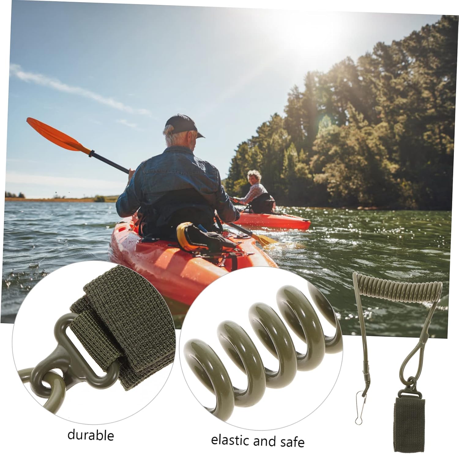 Djustable Kayak Straps Kayak Accessories for Fishing Elastic Rope Paddle Leash Canoe Rope Paddle Holder