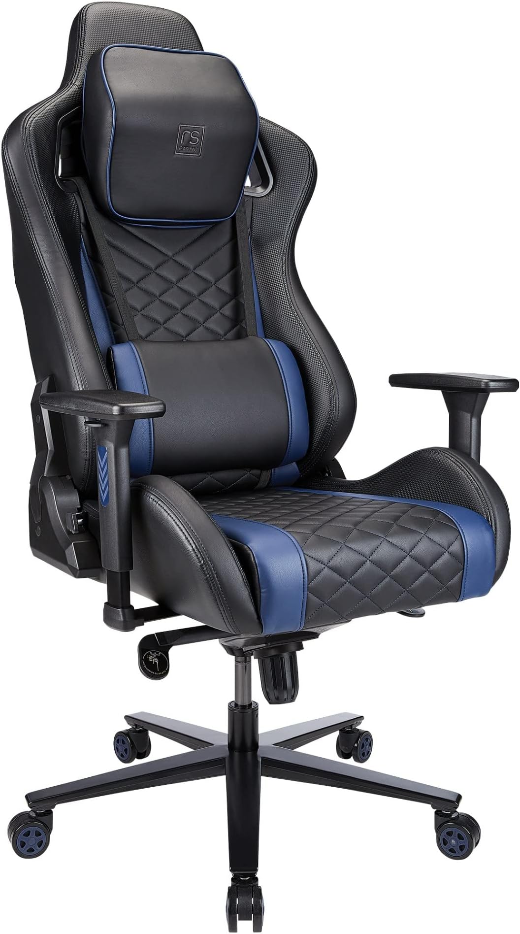 RS Gaming™ Davanti Vegan Leather High-Back Gaming Chair, Black/Blue, BIFMA Compliant