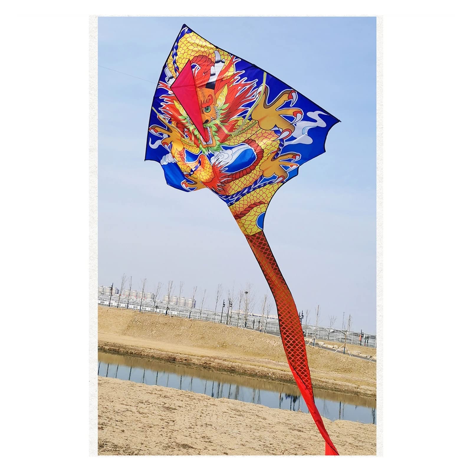 Cometa para niños, juego de cometa china de dragón, cometa para adultos y niños, cometa fácil de volar, cometa de cola larga con línea de cometa colorida de 400 m