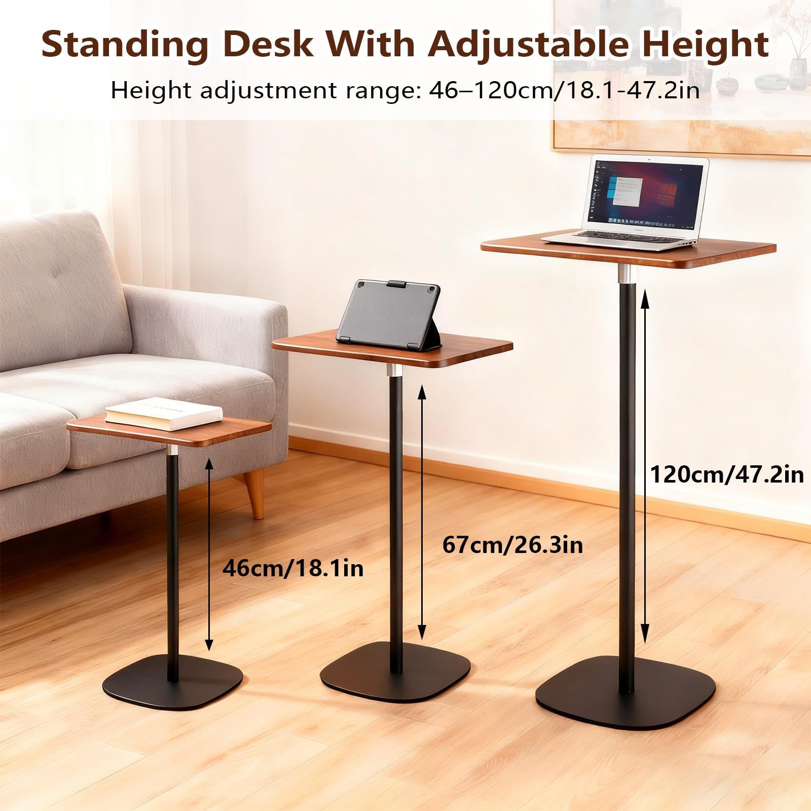 SDdPulse Supporto regolabile per laptop da 18-47 pollici di altezza scrivania mobile versatile tavolo da studio scrivania da ufficio postazione di lavoro portatile per scuola e uso domestico.