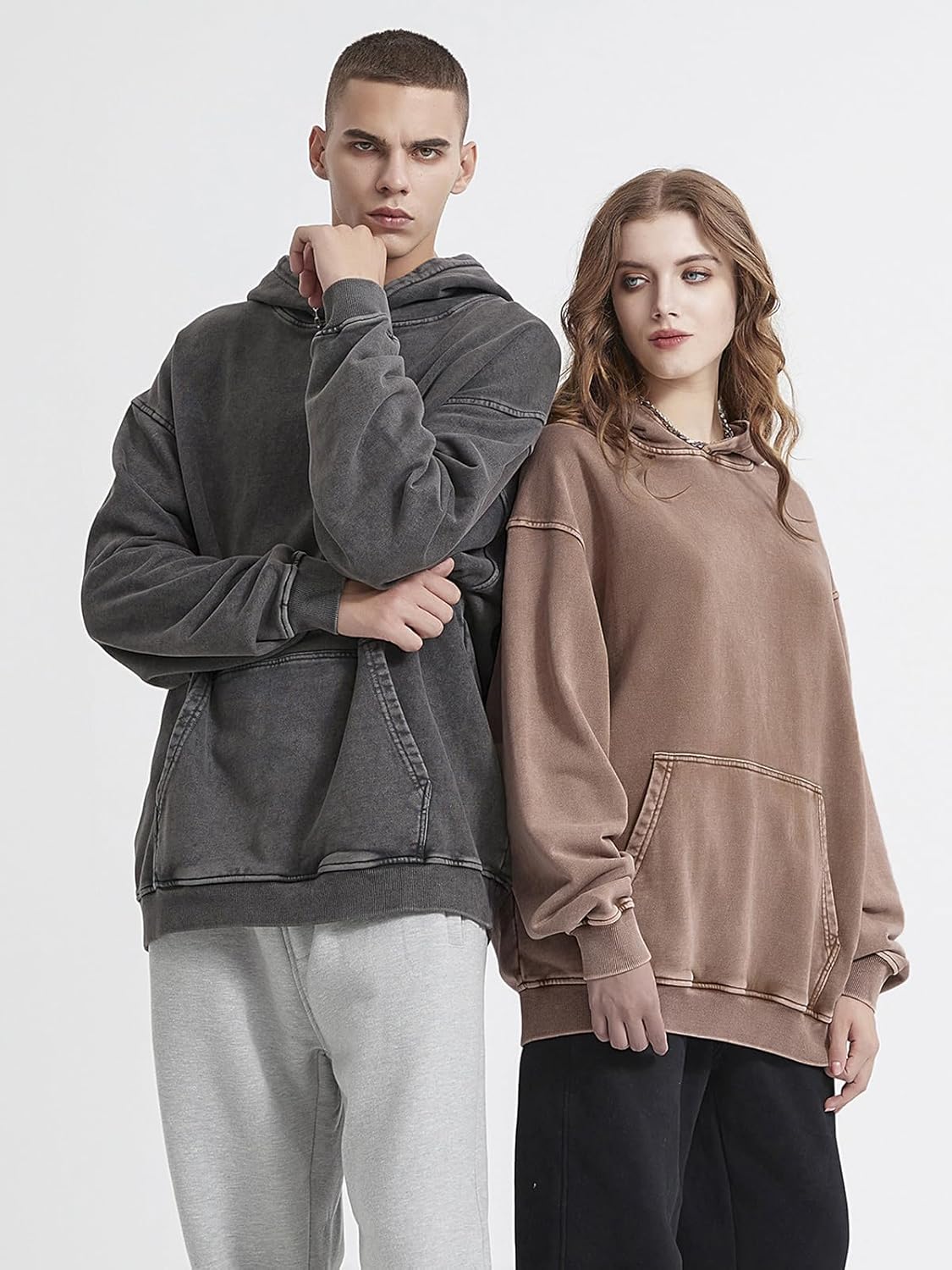 Mens Hoodies Vintage Oversized Hoodie Acid Wash Couples Cotton Pullover Hoodies for Men Streetwear Sweatshirts - Image 5