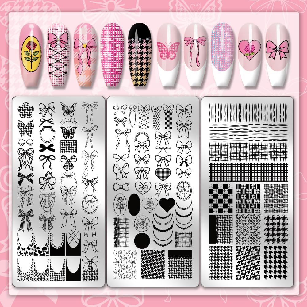 PH PandaHall 3pcs Bowknot Nail Stamping Plate - Image 3