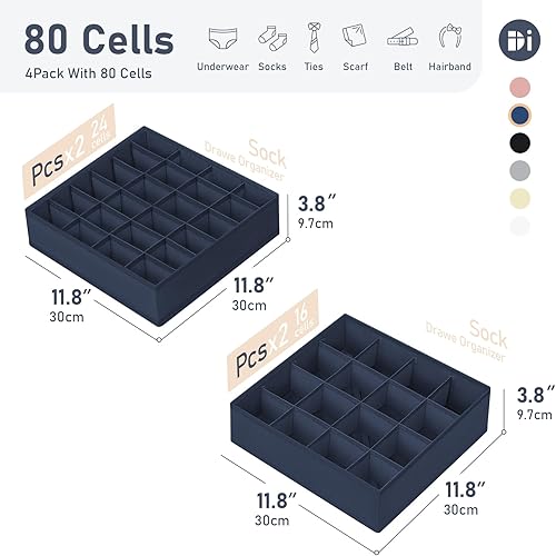 Miniatura 185 de Joyoldelf Organizador de cajones para calcetines, organizador de ropa interior, organizador de 16 celdas de tela, cajas de almacenamiento para Beige