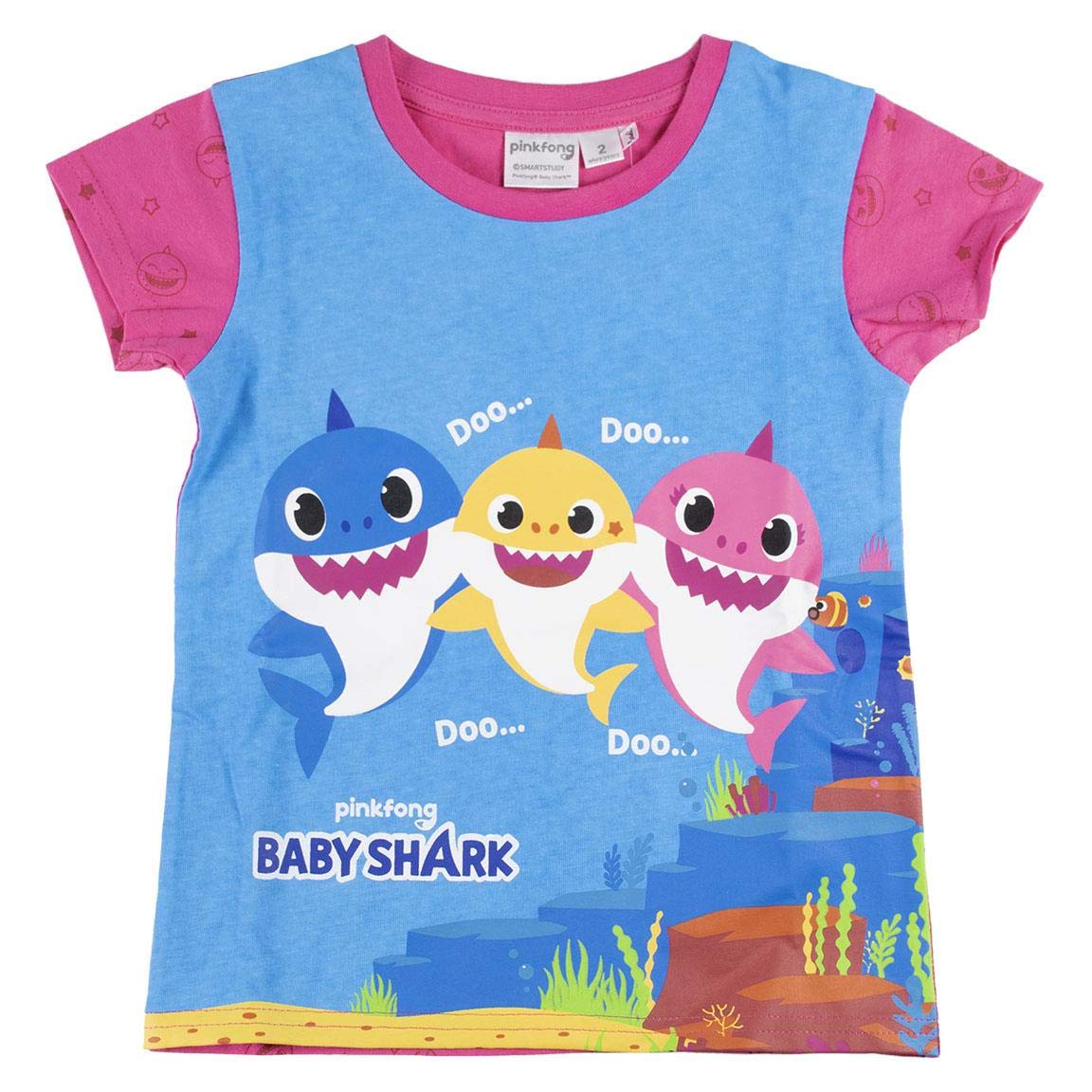 CERDÁ LIFE'S LITTLE MOMENTS Niñas Pijama Baby Shark de Verano de Color Rosa-Licencia Oficial Nickelodeon
