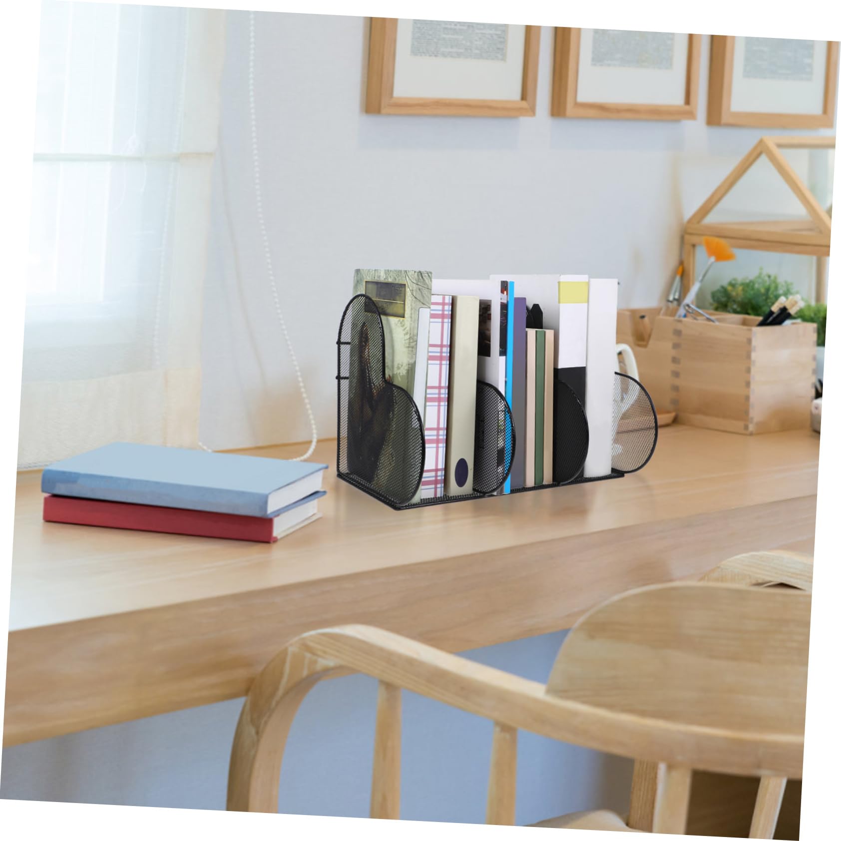 DOITOOL Portalettere Verticale in Metallo Portadocumenti Da Scrivania Portariviste Resistente All Usura Portalibri Raffinato Per Ufficio e Casa Accessori Per Organizzare Libri e Posta