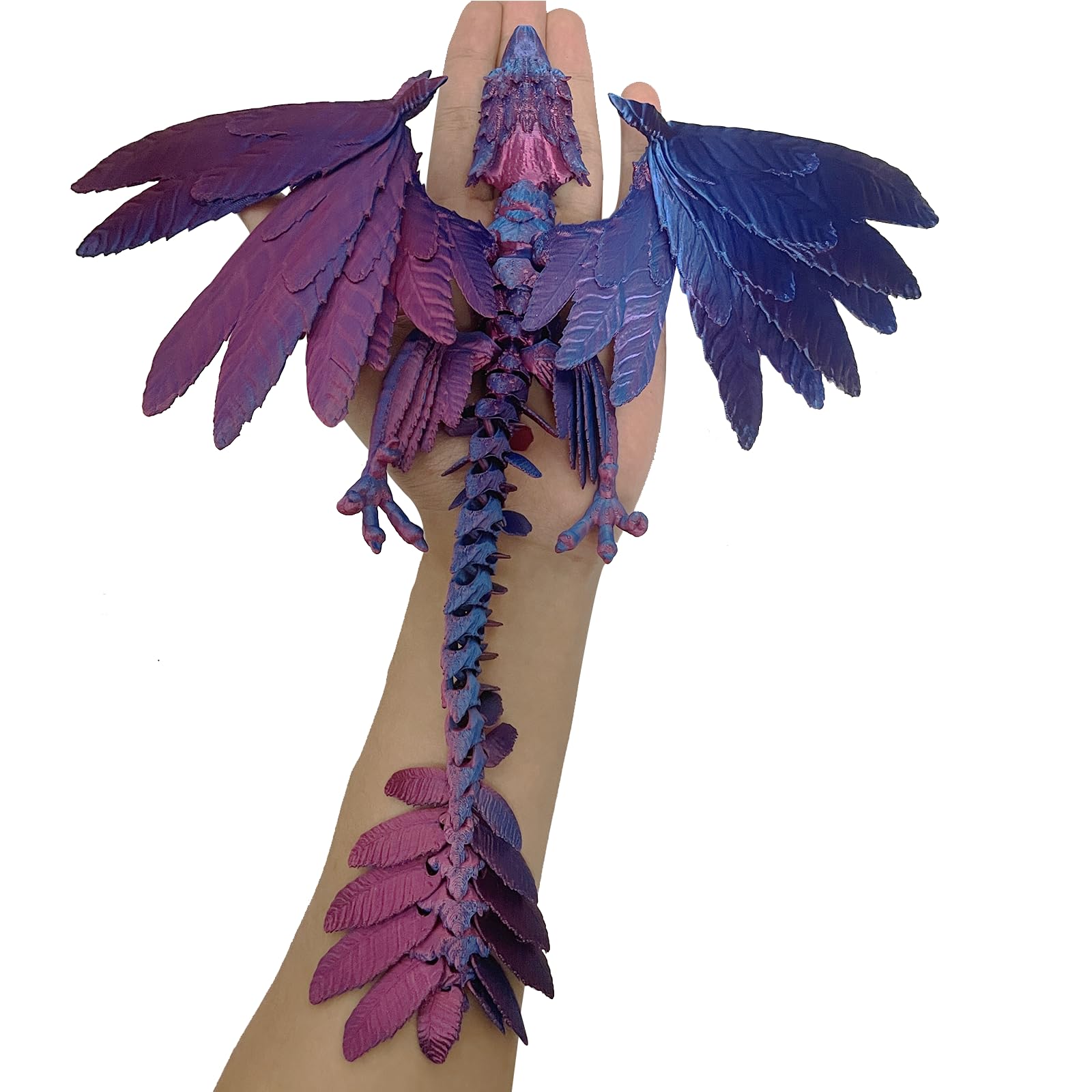 3D Printed Dragon Wings, 30CM Articulated Crystal Dragon with Huge Wings, Flexible Joints Desk Toys, Home Office Decor Executive Desk Toys (Purple&blue) — image 1