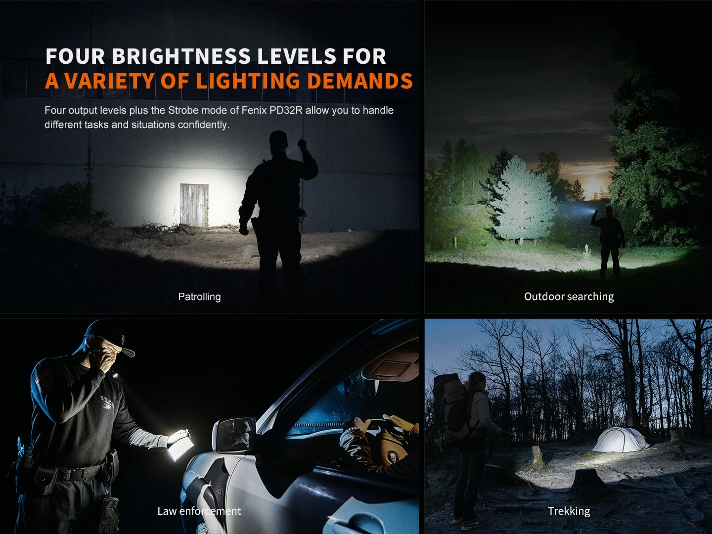 fenix PD32R Wiederaufladbare, kompakte LED-Sicherheits-/Polizei-Taschenlampe mit großer Reichweite | 1400 Lumen | 344 m | 70 Stunden Max | Leiser taktischer Schalter | 3400 mAh 18650 batteriebetrieben