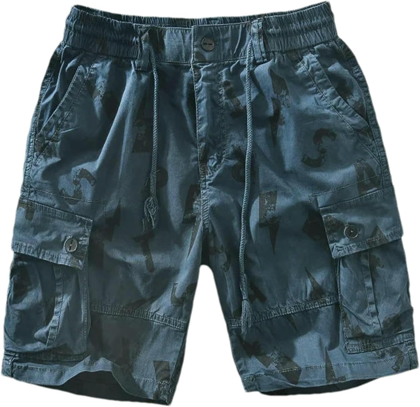 JXQXHCFS Men's Drawstring Waist Cargo Short Pants Three-Dimensional Tailoring Pocket Loose Shorts Summer Mens Work Shorts