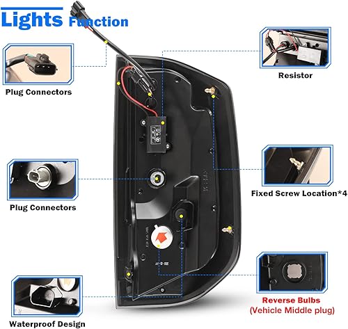 Miniatura 4 de WOLFSTORM Conjunto de repuesto de luces traseras Toyota Tundra, luces traseras LED para Toyota Tundra Pickup 2014-2020, 1 par (lente transparente)