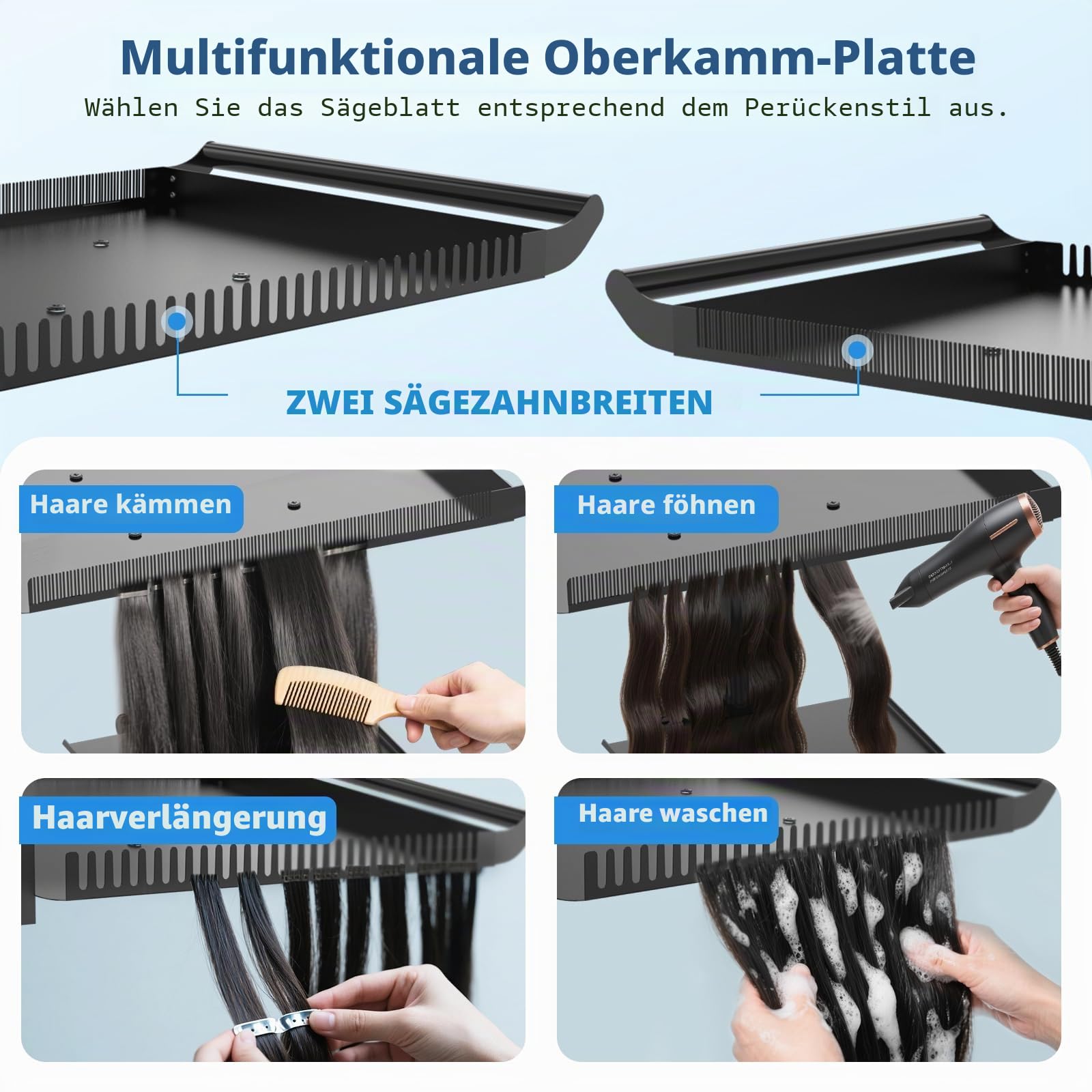 Friseurtablett mit Rollen, verstellbares Aufbewahrungstablett mit Ständer und Haartrennständer