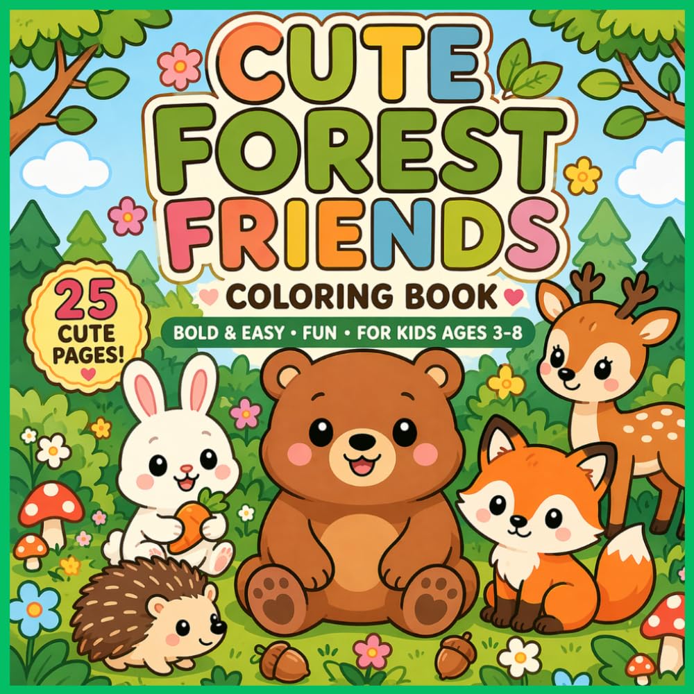 Cute Forest Friends: cute forest friends coloring book 25 pages