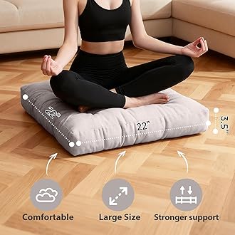 Tiita Outdoor Cushions Square Floor Pillow Thicken Tufted Seat Pad Large Floor Cushion for Yoga Meditation Living Room