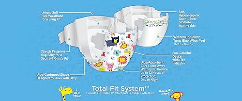 Miniatura 5 de Comfees Pañales de bebé premium con sistema de ajuste total para niños y niñas tamaño 4 124 unidades blanco CMF-4