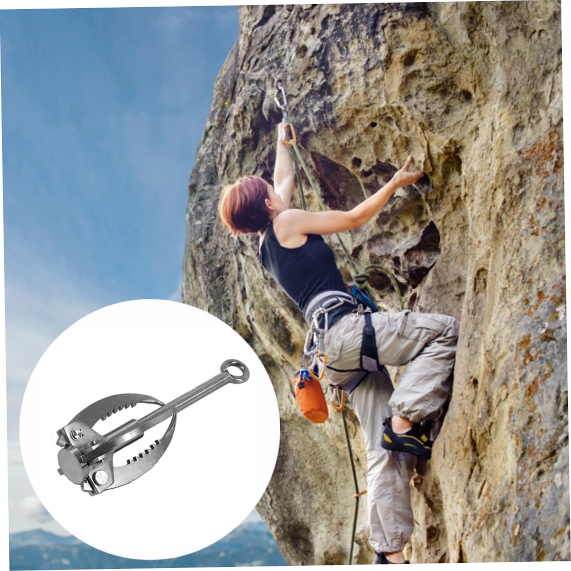 Enterhaken, Edelstahl-Klapp-Enterhaken, Kletterklaue, Überlebenswerkzeug, Ausrüstung für Outdoor-Klettern, Wandern, Taschen-, mit Seil