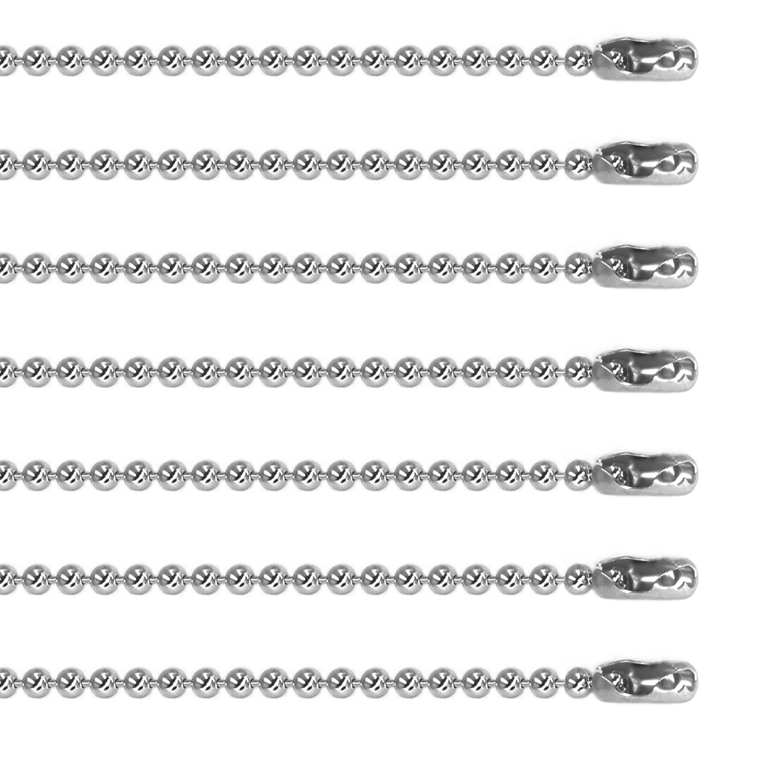 TSJ 20 Pack Silver Ball Chain Necklace 24 Inch Bead Chain Bulk for Light Fixture, Jewelry Making, Fan, Blinds, Fan Pull and Ceiling Fan