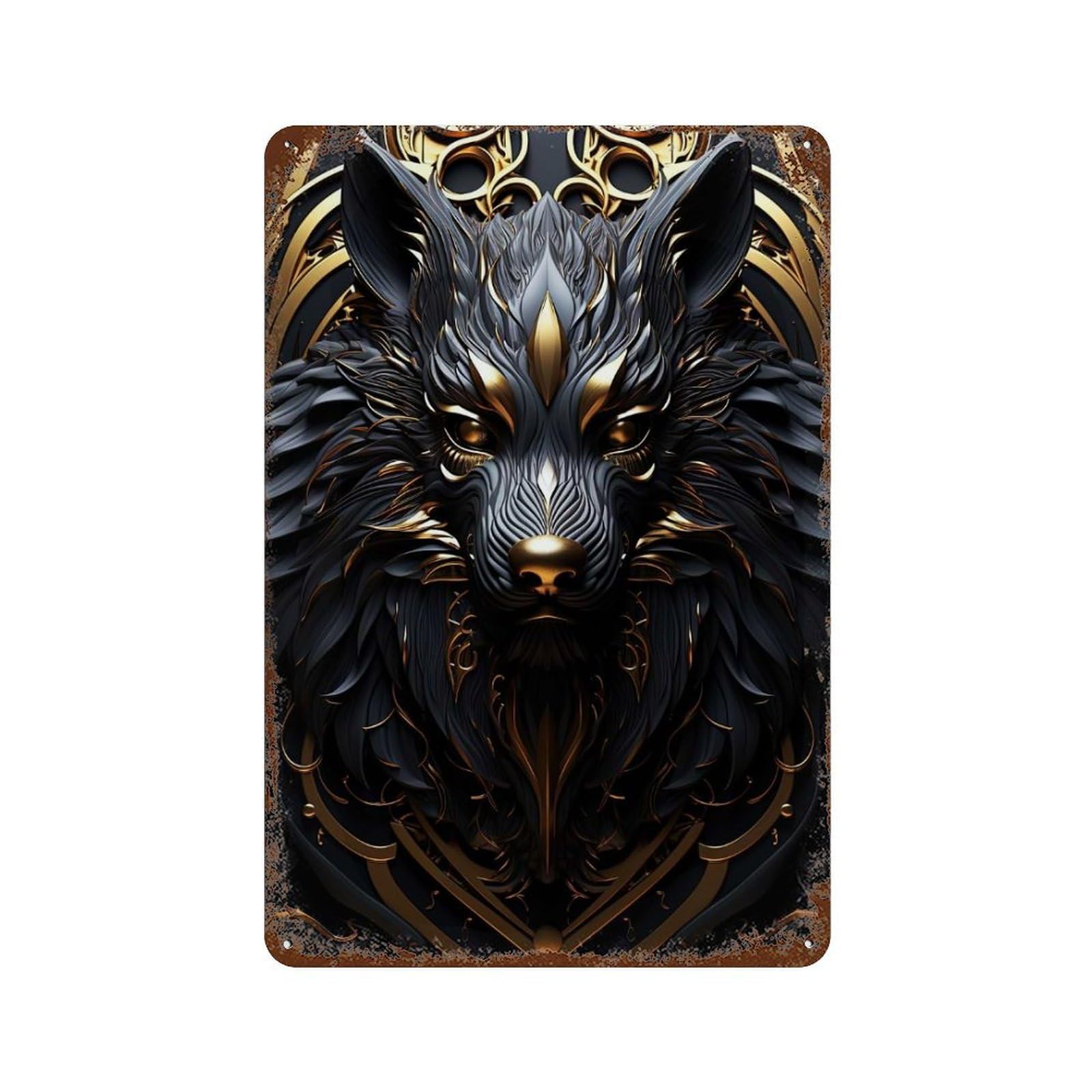 Elegant Golden Legend Wolf Decorative Tin Sign 11.8"x7.9", Shabby Chic Decor for Garage, Pub Or Kitchen