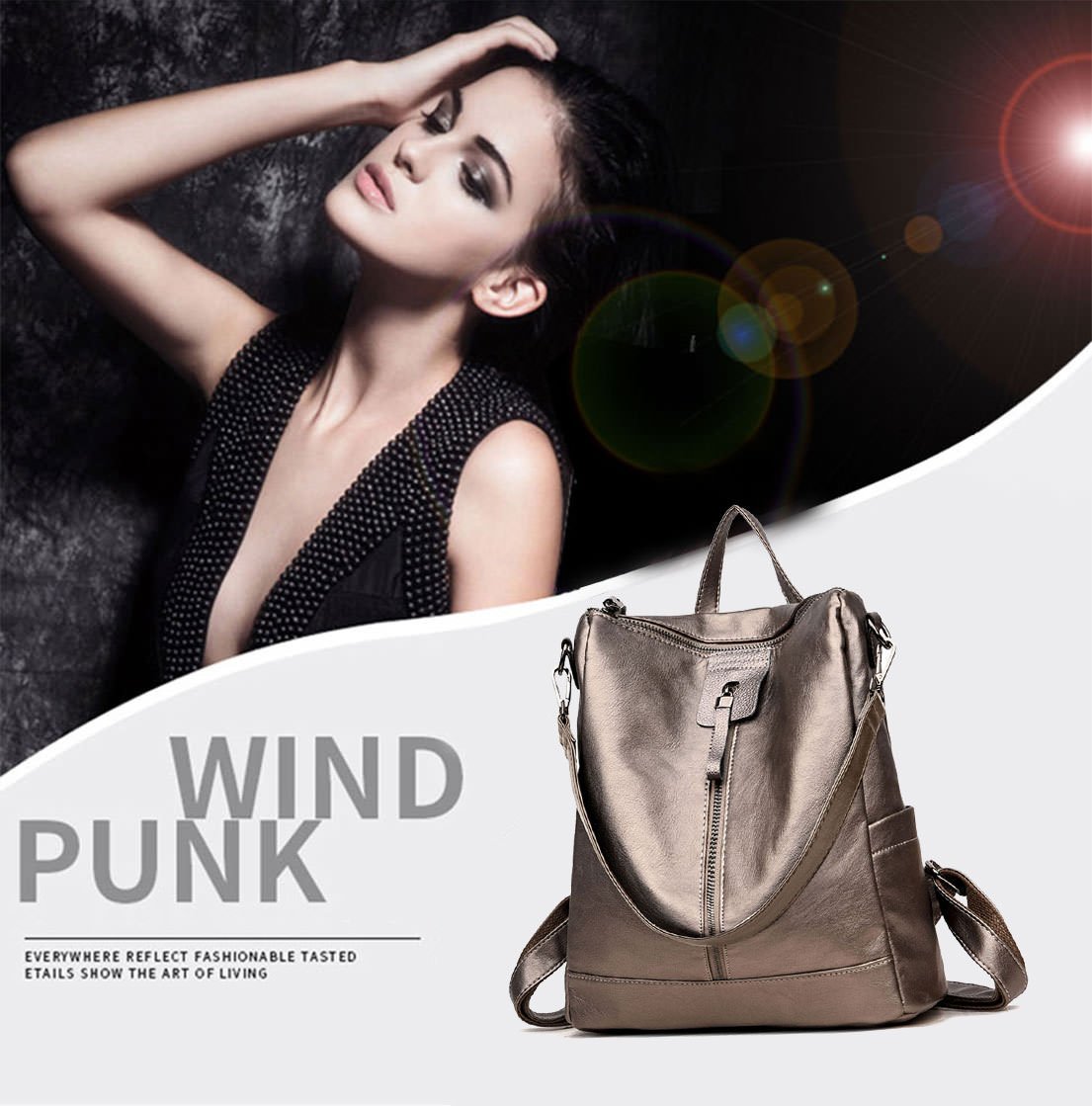 DEERWORD Damen Rucksack Taschen Frauen Elegant Tasche Stadtrucksack Rucksackhandtasche Vintage PU-Leder 5255 1-teilig set