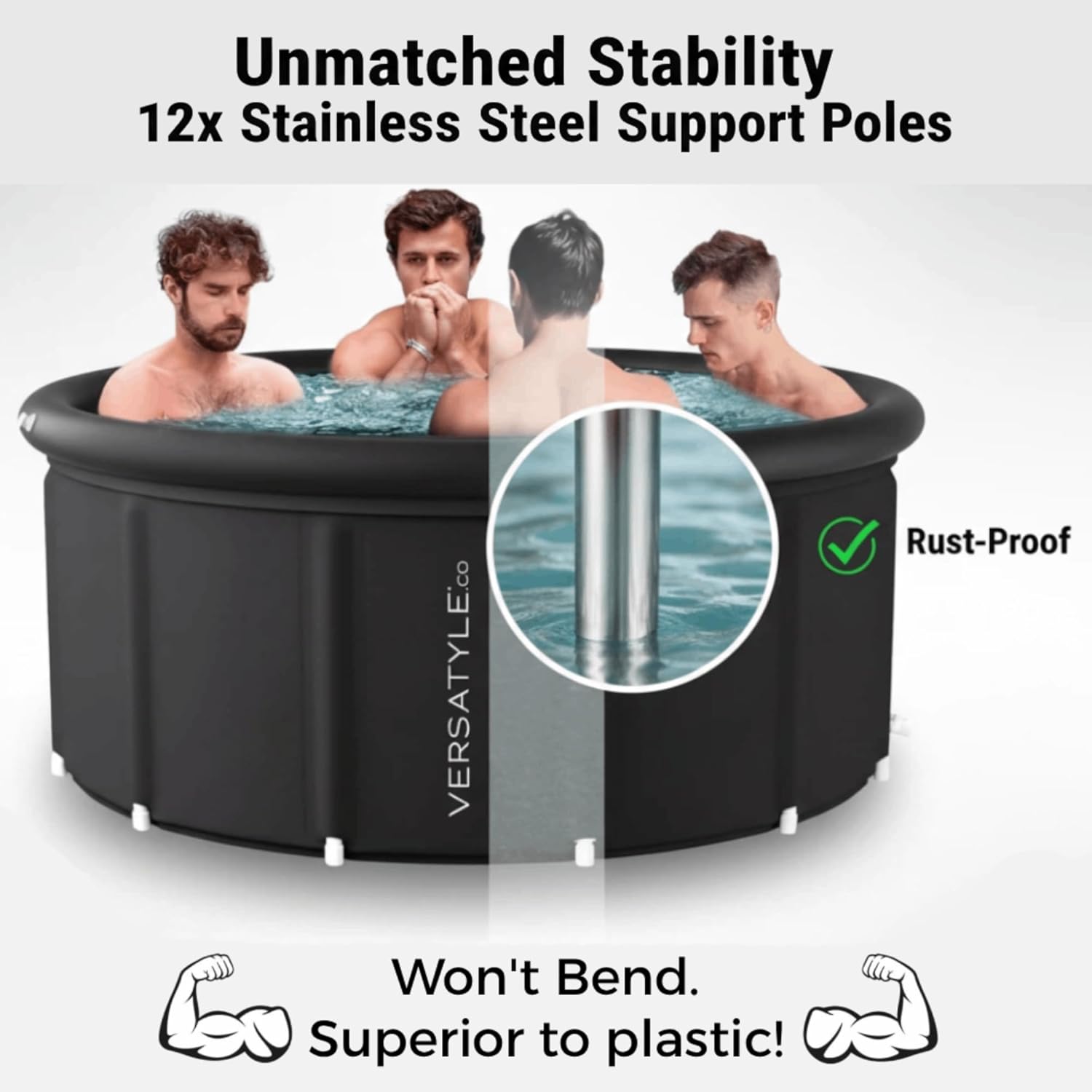 325 Gallon Portable XXL Ice Bath Tub, Ice Plunge for Recovery with Stainless Steel Support Poles, Insulated PVC, Pump, Cover & Waterproof Carry Bag, Cold Water Therapy & Muscle Relief