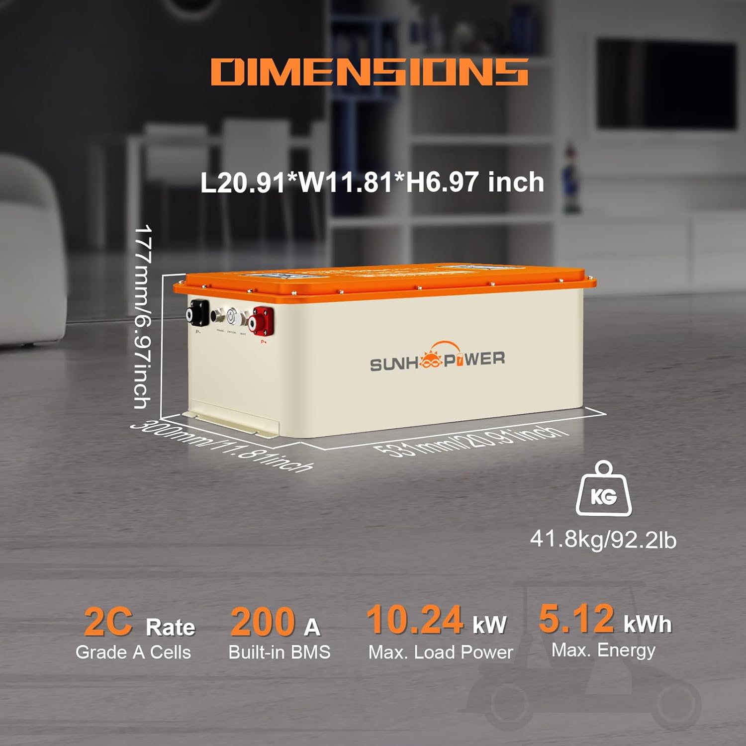 48V(51.2V) 100Ah Lithium Golf Cart Battery, Bluetooth LiFePO4 Batteries with 200A BMS, Max.Power 10.24KW, Touch Monitor, 20A Fast Charger and retention strap, Perfect for Golf Cart,Trolling Motor