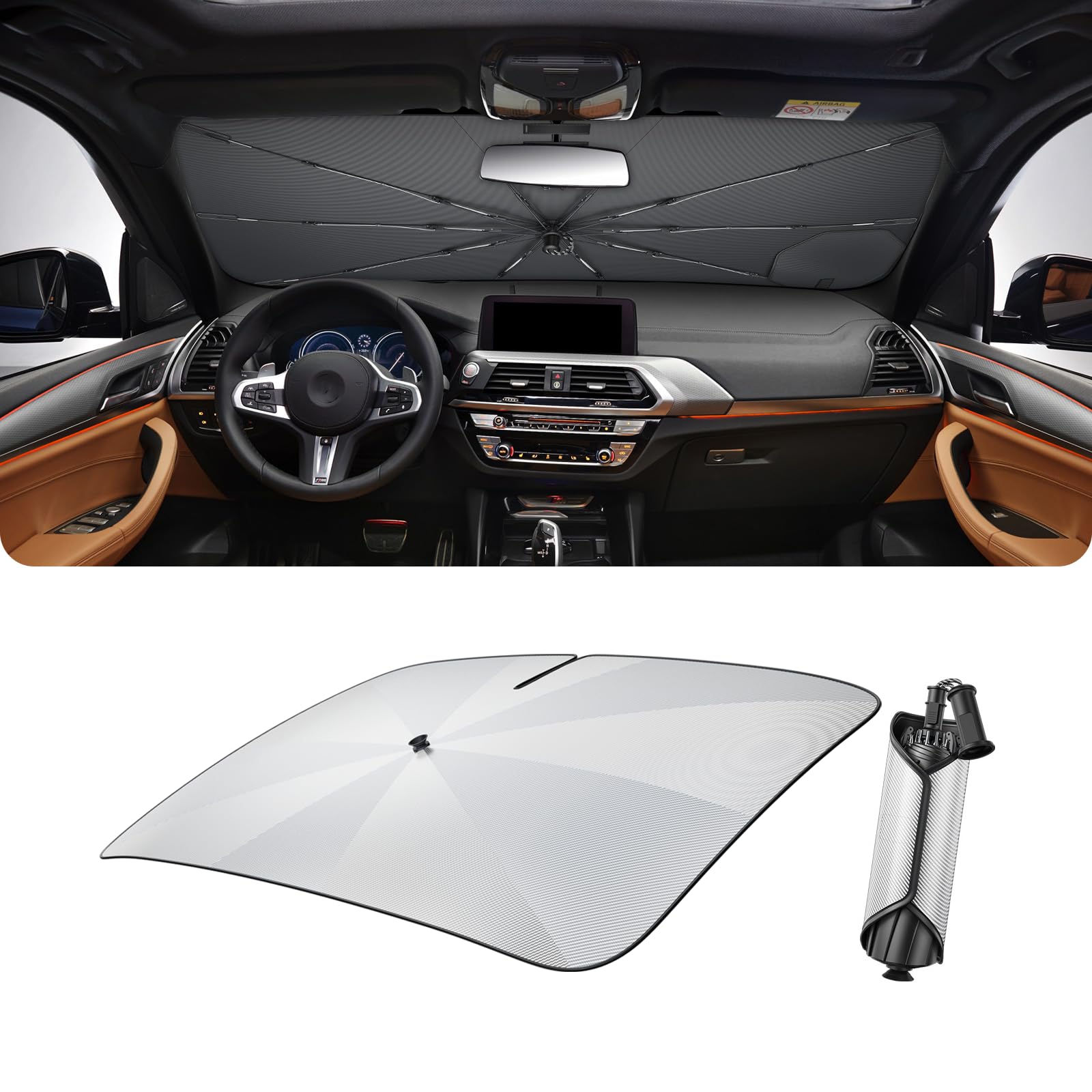 LUWU Parasol para parabrisas de coche compatible con BMW X3 G01 X4 G02 iX3 2019-2025 Parabrisas plegable parasol para coche con aislamiento térmico X3 X4 iX3 Accesorios