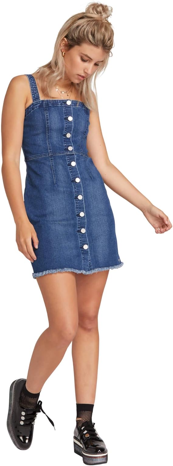 button up denim dress