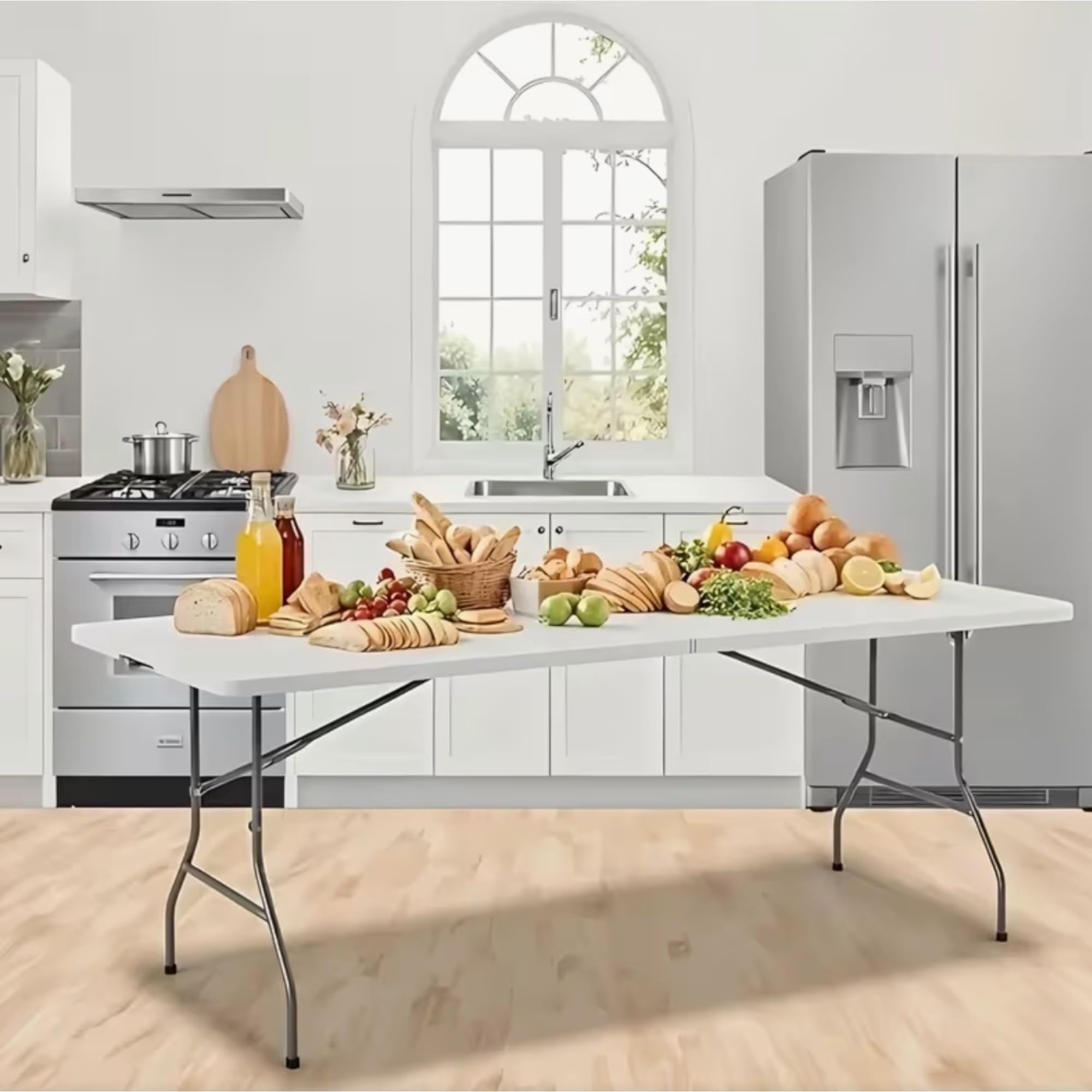 Mi Ko Mi Ka Mesa Plegable Solid 180cm o 122cm, portátil, Normativa Uso público Interior/Exterior (EN 581-1/3) Tablero Resina HDPE 3,5cm, Capacidad 4/6/8 Personas y Carga 150 kg. Multiuso