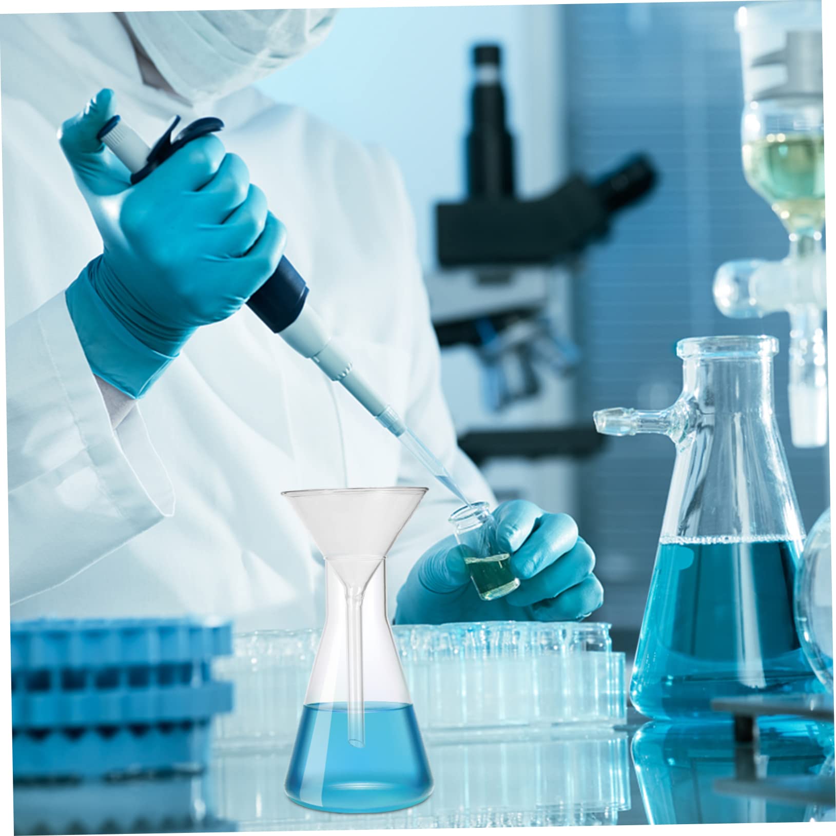PRETYZOOM 8 Piezas embudo botellas de agua equipo de laboratorio de química líquido experimentos colador material de laboratorio de vidrio herramienta resistente a la temperatura