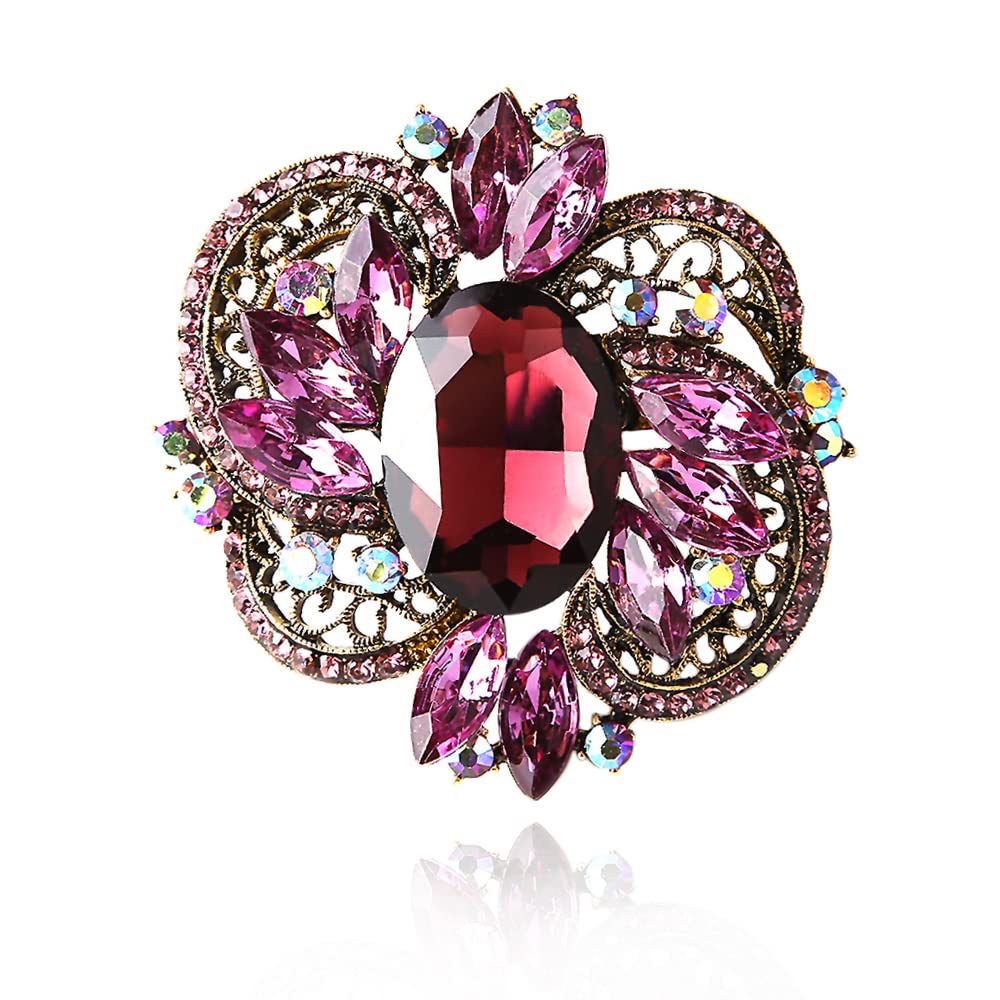 Sparkly Flower Crystal Rhinestone Brooch Pin - Statement Jewelry For Women