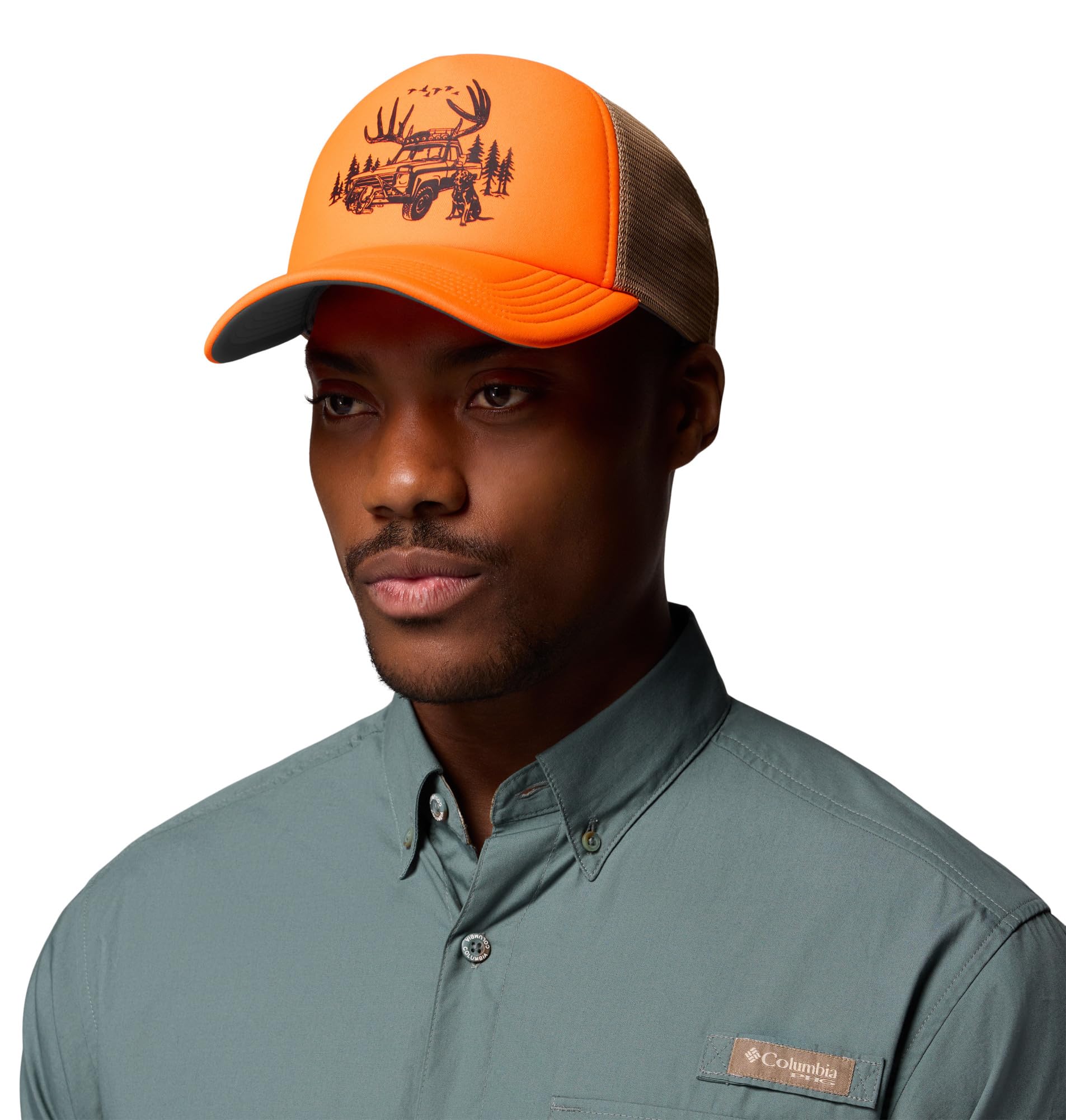 Columbia PHG Timberbuck Foam Trucker Cap, Blaze/Huckin N Truckin, Rozmiar uniwersalny