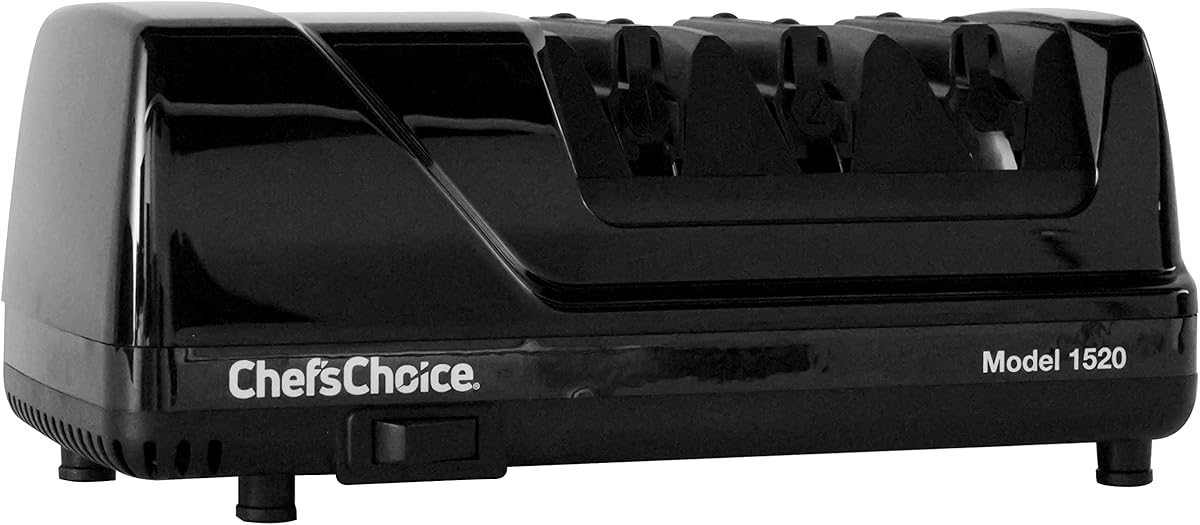 Chef’s Choice Professional Electric Knife Sharpeners AngleSelect for 15- and 20-Degree Straight-Edge and Serrated Knives with Diamond Abrasives & Precision Angle Control, 2-Stage, Black
