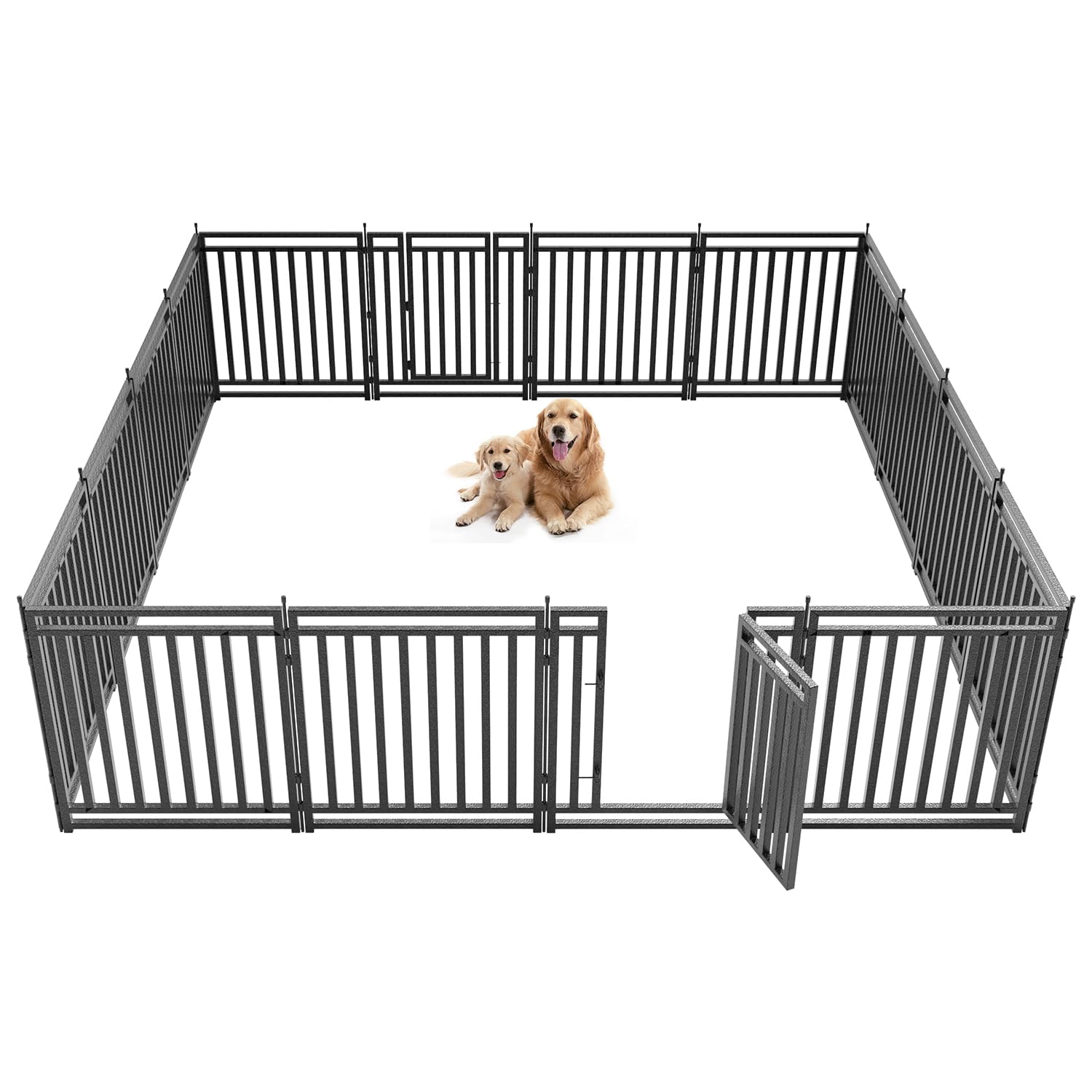 Dog Fence Outdoor for Yard Indoor Dog Playpen 32" Height 16 Panels Portable Dog Pen Metal Dog Kennel for RV Camping(Black-Silver)