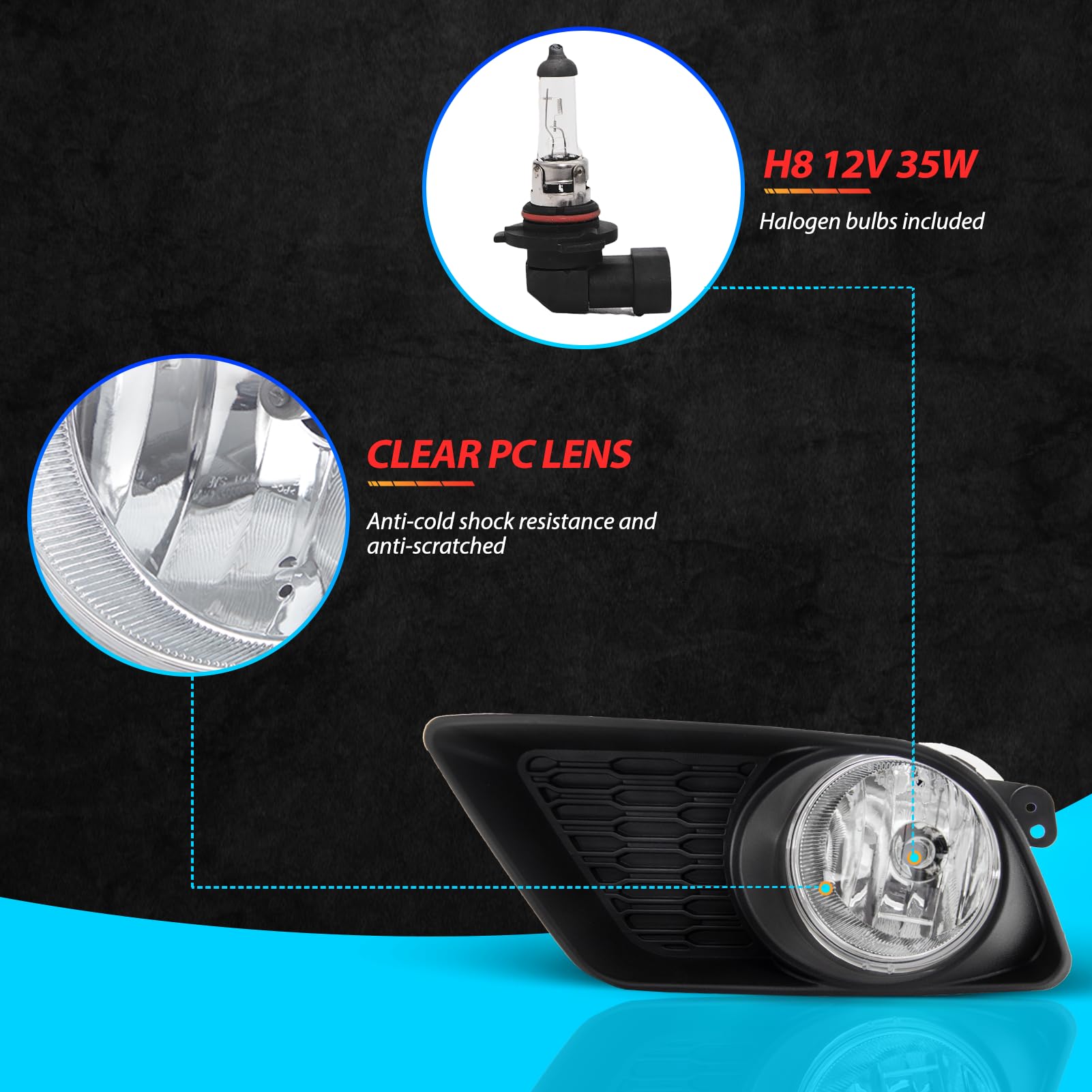 2011 dodge charger fog light kit For 2011-2014 Dodge Charger Pair Fog Lights Bumper Lamps+Switch and Wiring  Kit main image 0