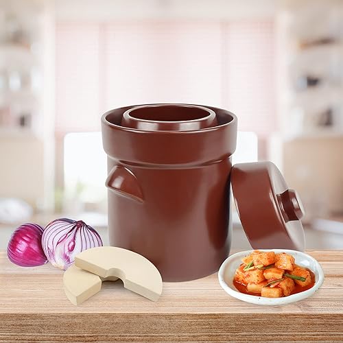 Miniatura 2 de Tarro de fermentación Crock Jar de 2 litros0.5 galones de gres para fermentación, decapado de kimchi, encurtidos, verduras, kombucha - fermentador