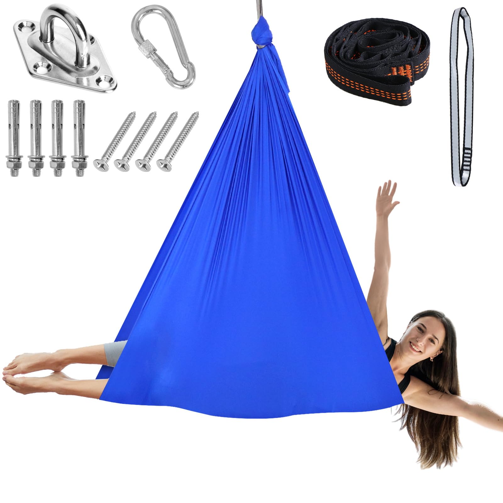 Chihee Aerial Yoga Hammock Swing Kit,Soft Heavy-duty Fabric Yoga Stretching Fitness Sling Full Rigging Hardware Easy Set-up Guide, Antigravity Flying for All Levels Fitness Bodybuilding 280x150cm