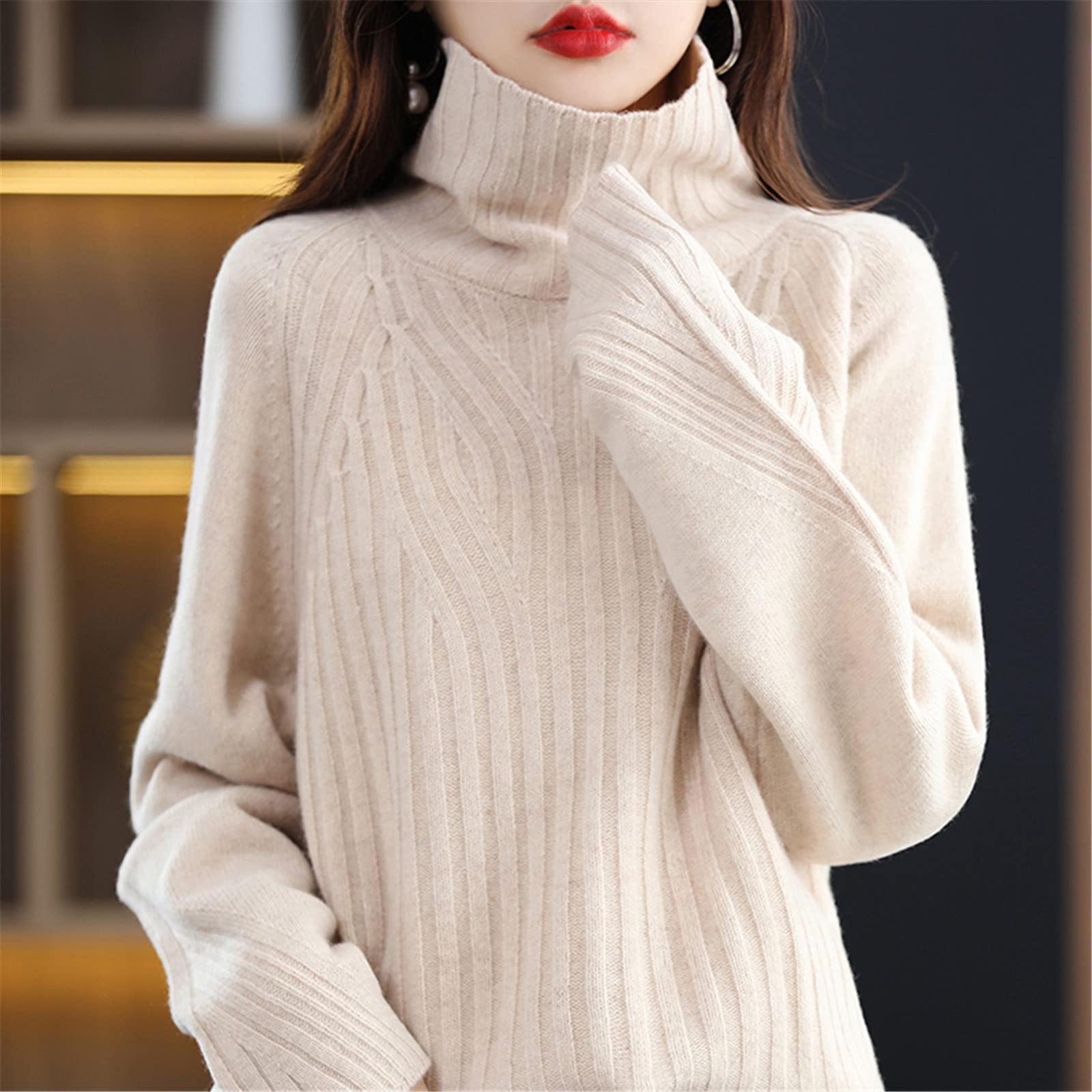 Suéter de talla grande para mujer, otoño, invierno, 100% lana, casual, de punto, pesado, cuello redondo, rosso, XL