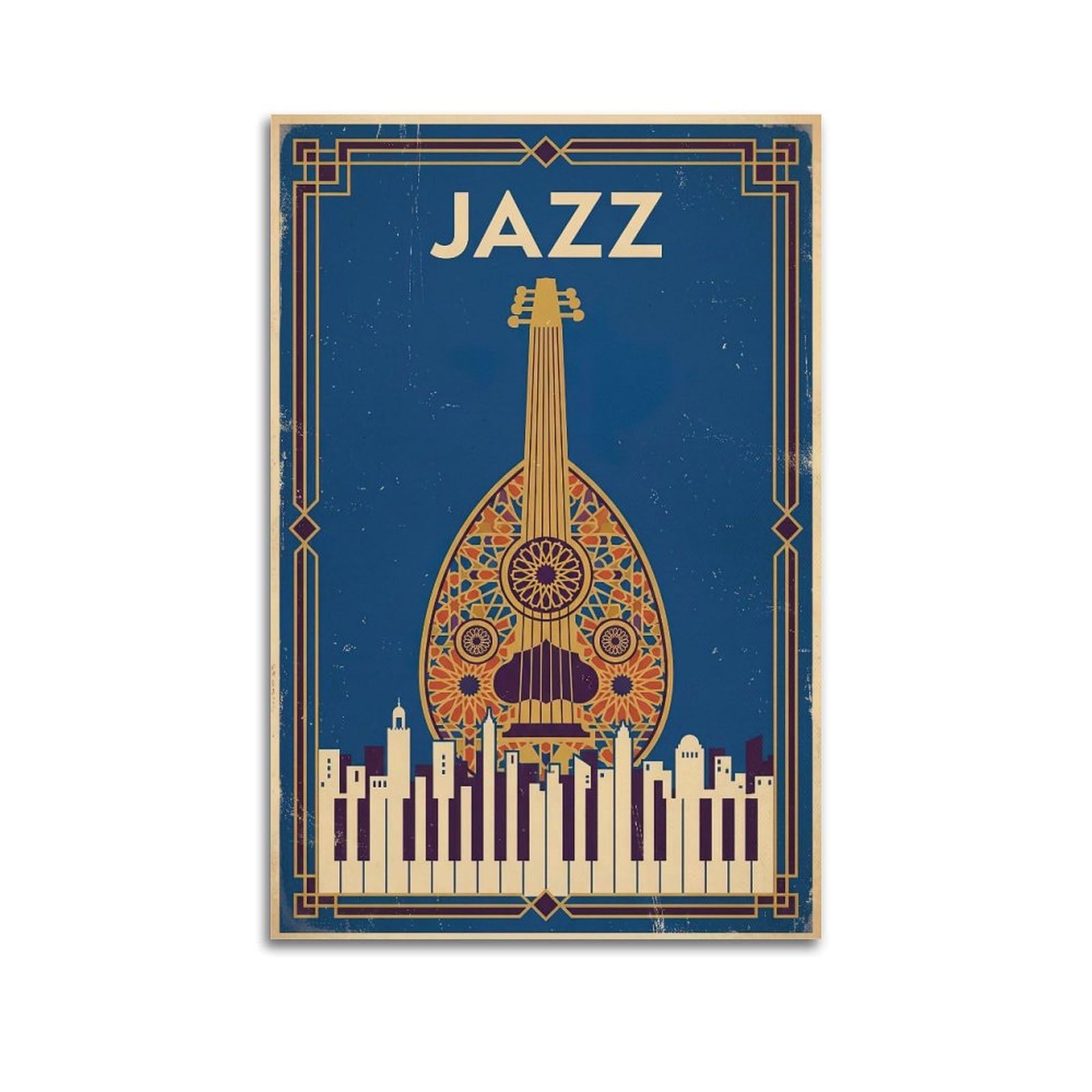 Okngb Unframe-Style Vintage Middle Eastern Oud Moroccan Jazz Poster Decorative Painting Canvas Art Picture 20X30inch(50X75cm)