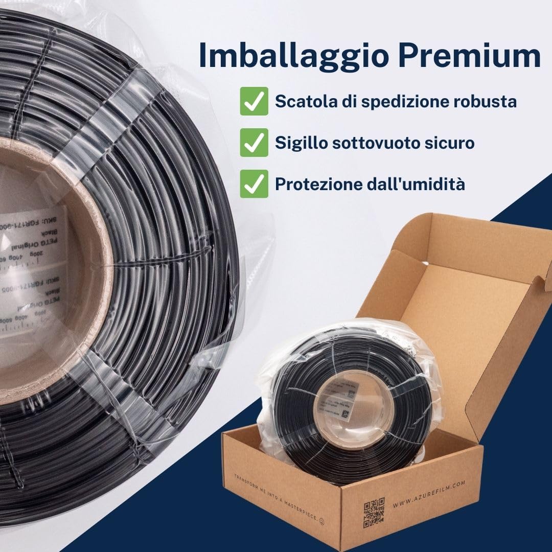 Filamento di Ricarica AzureFilm PETG Hyper Speed da 10 kg, 1,75 mm – Senza Bobina – 1kg/ricarica – Per Stampa 3D ad Alta Velocità – Resistente, Durevole, Anti-umidità (MIX)