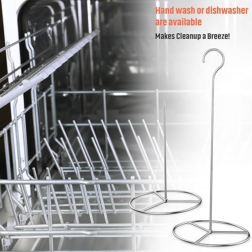 Miniatura 7 de Juego de 6 brochetas verticales de acero inoxidable (2 pinchos de 15 pulgadas, 2 picos de 9 pulgadas y bases de 2 x 6.25 pulgadas), juego de pinchos