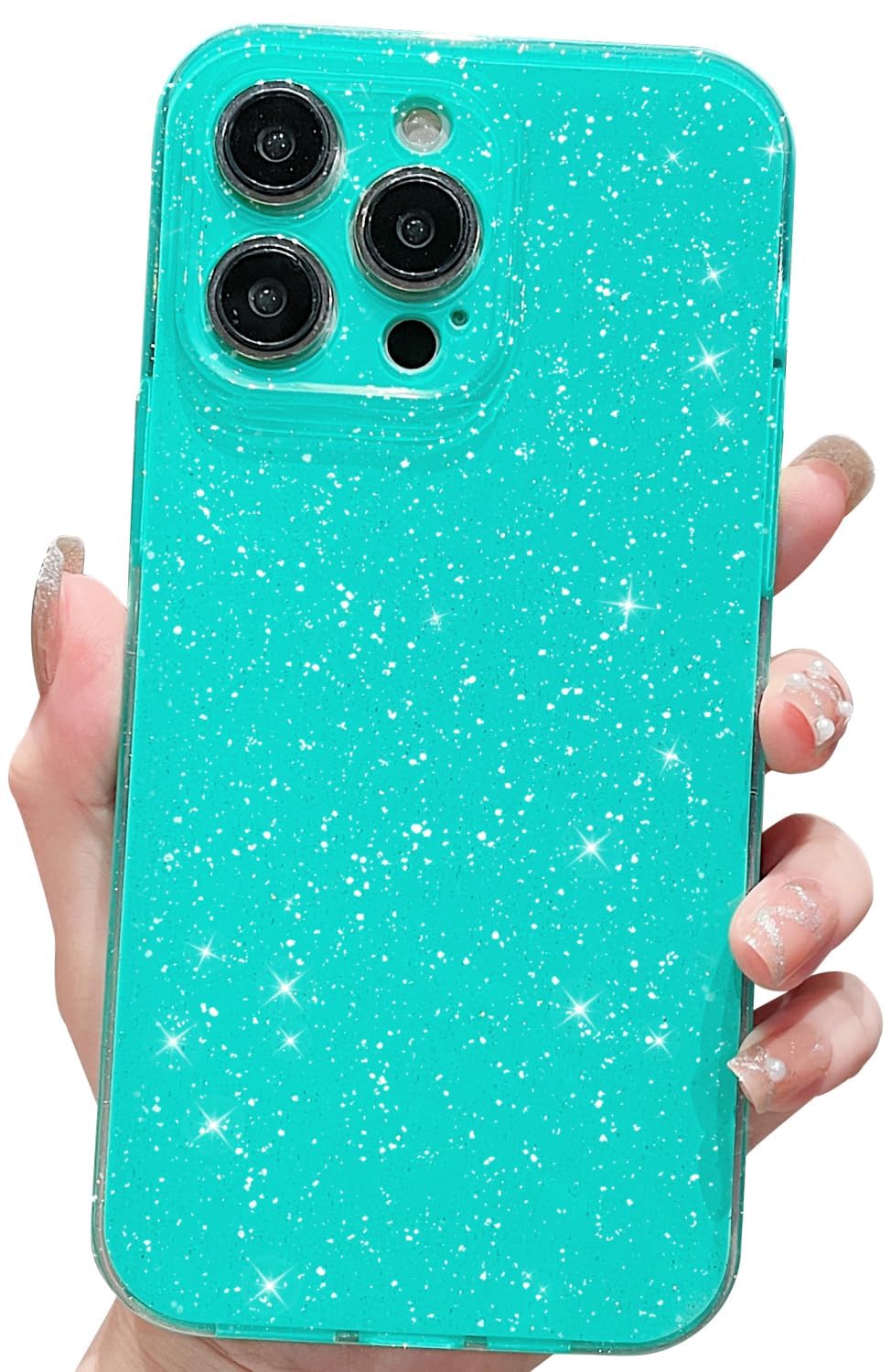 Finyosee Compatible with iPhone 13 Pro Max Case 6.7 inch,Cute Neon Bright Color,Glitter Bling Slim Thin Shockproof Silicone Sparkly Case,Soft TPU