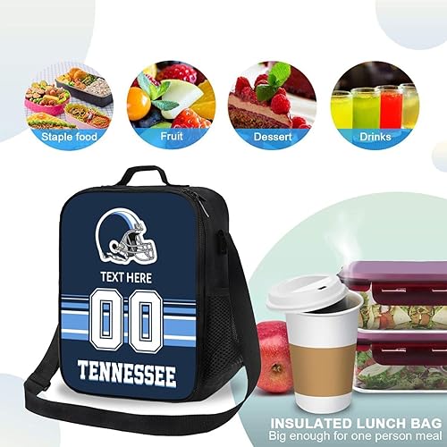 Vista 46 de Bolsa de almuerzo personalizada de Nueva Inglaterra, regalos para hombres, mujeres, fanáticos, con nombre y número personalizados, correas de hombro