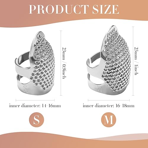 Miniatura 15 de ZESION 4 dedales de costura, dedales de metal para coser a mano, protector de dedos, accesorios de manualidades para tejer costura, herramientas