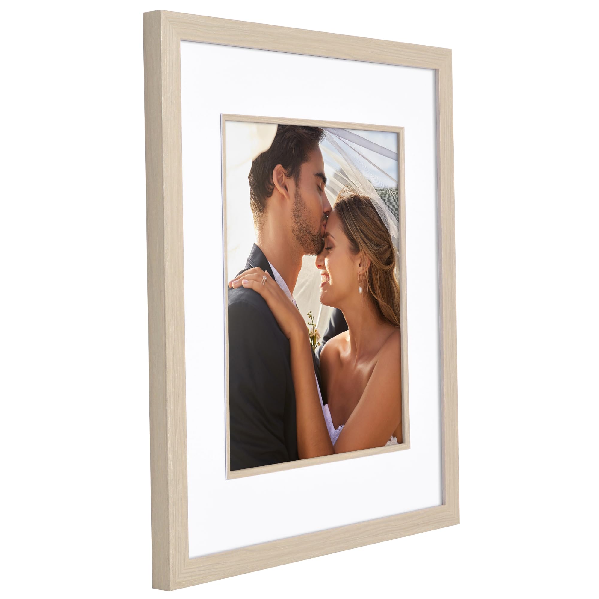Americanflat Portarretratos de 16 x 20 pulgadas con acento interior decorativo, muestra fotos de 11 x 14 pulgadas con paspartú o de 16 x 20 pulgadas sin – Colección Veranda – Marco de madera flotante