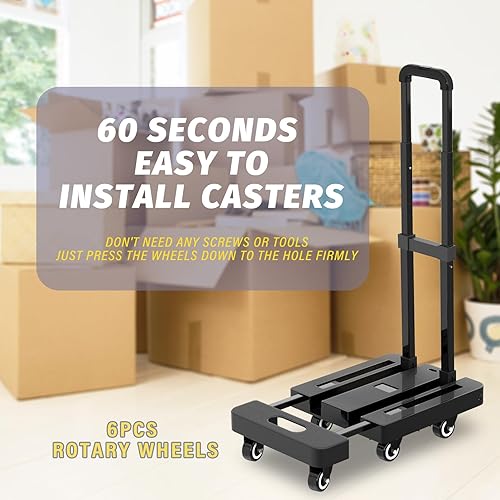 Miniatura 2 de Actualizado Carrito plegable con ruedas, carretilla de mano plegable resistente de 500 libras, diseño de fácil instalación, carretilla plegable,