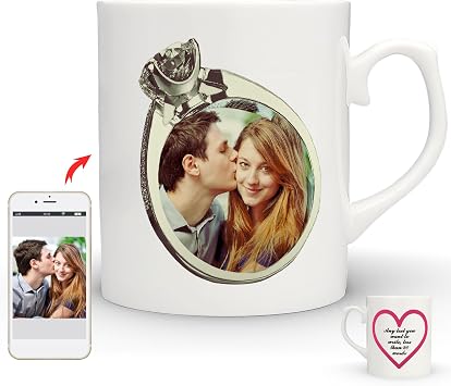 Personalised ceramics Mug with Your Picture and Your Message, Custom Mug with Picture Logo Text, Personalised Christmas Birthday Gift for Mum, Dad on Anniversary Weeding Birthday