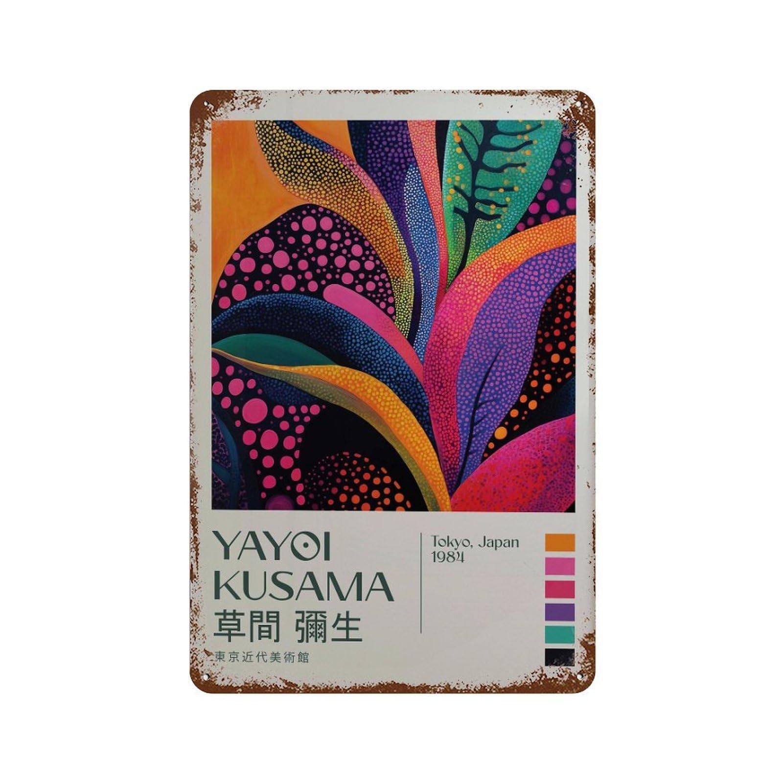 xiaoxiaoshen Yayoi Kusama Modern Livingroom. Maximalist Japandi Exhibition Wall Decor Art Metal Tin Poster Modern Home Decor Art Home Bar Shop Decorations Vintage Sign 30x20cm