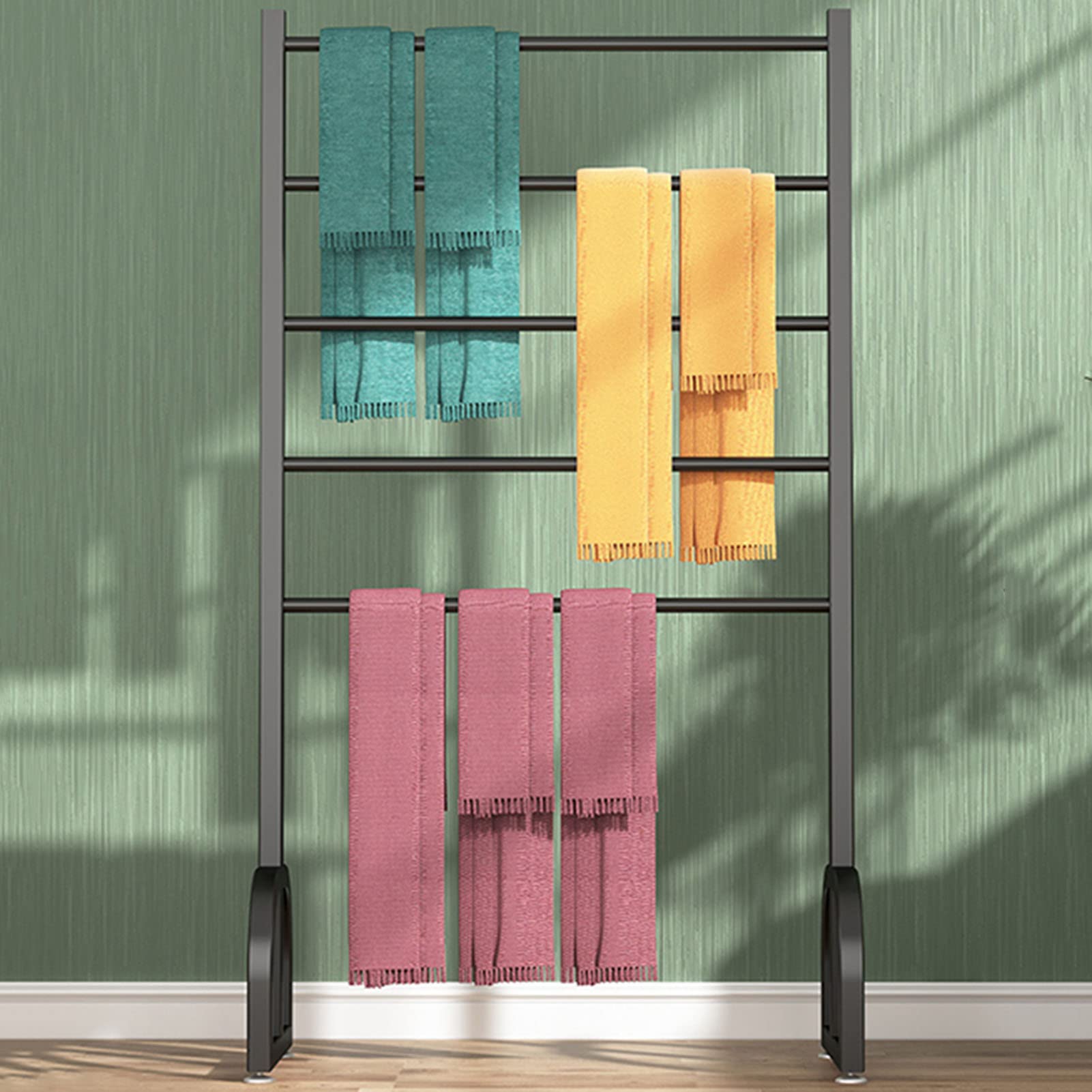 UWYTGF Freestanding Scarf Silk Scarf Blanket Display Rack Organizer,Modern Commercial Island Rack Retail Boutique Sheets Belt Suit Pants Hanging Rack,Versatile Fabric Flower Wra,Black,120Cm