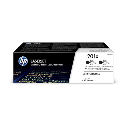 Hp 201X Cf400Xd, Negro, Cartucho Tóner Original, Pack De 2, Para Impresoras Hp Color Laserjet Pro Serie 252, 274 Y 277