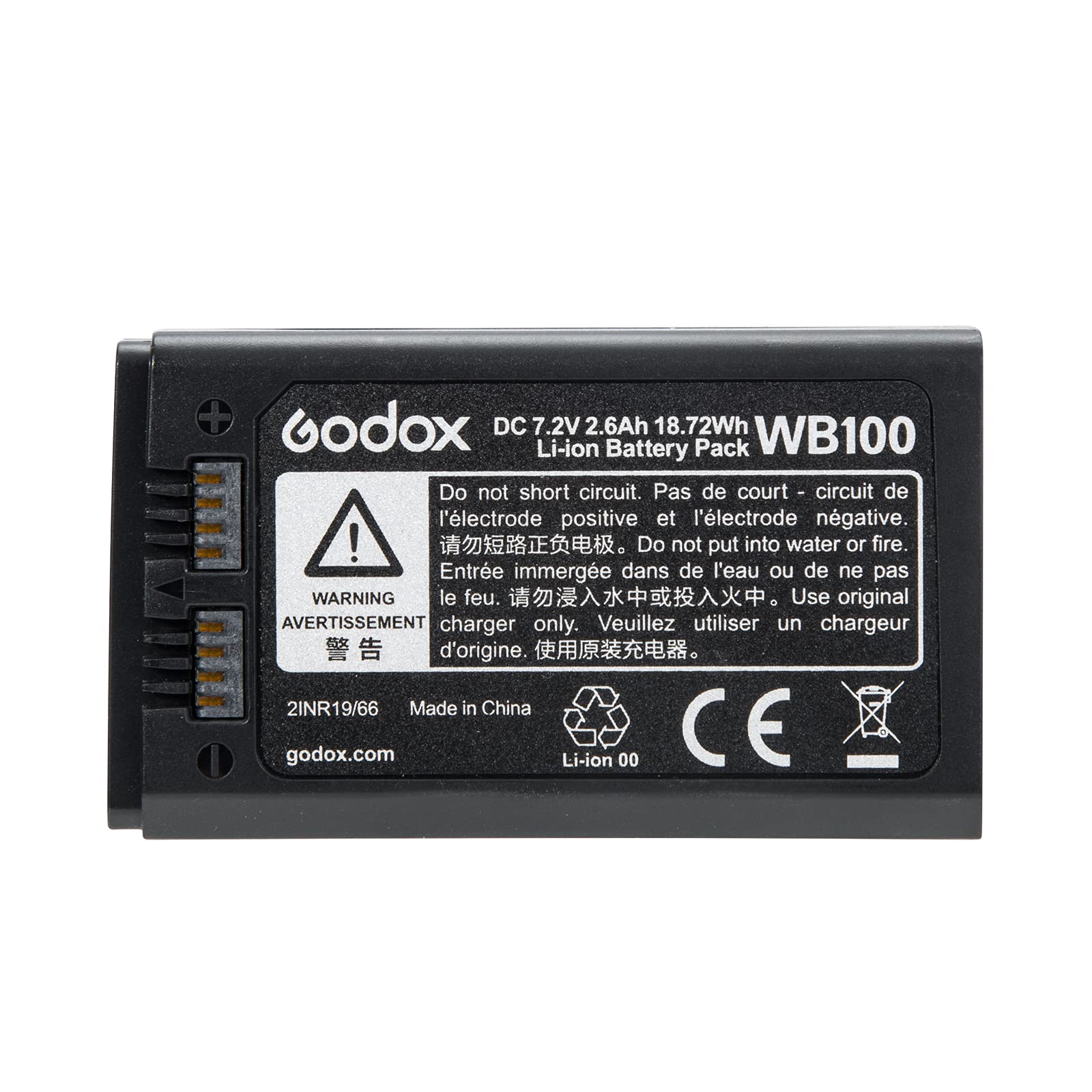 Godox WB100 Batterie, 2600mAh Batterie au Lithium pour Godox AD100Pro, Batterie de AD100 Pro