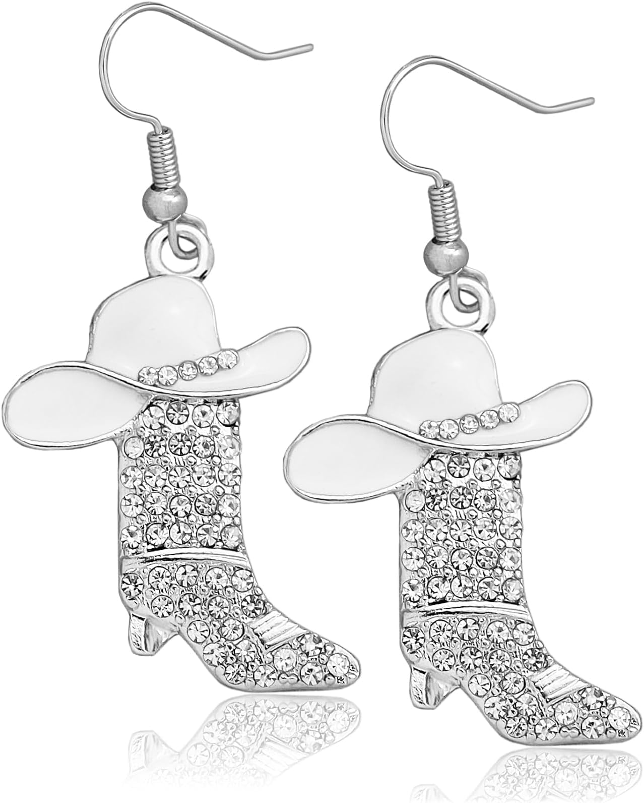 Rhinestone Western Boots Earrings Cowgirl Cowboy Enamel Hat Bohemian Rodeo Boot Drop Dangle Earrings for Women