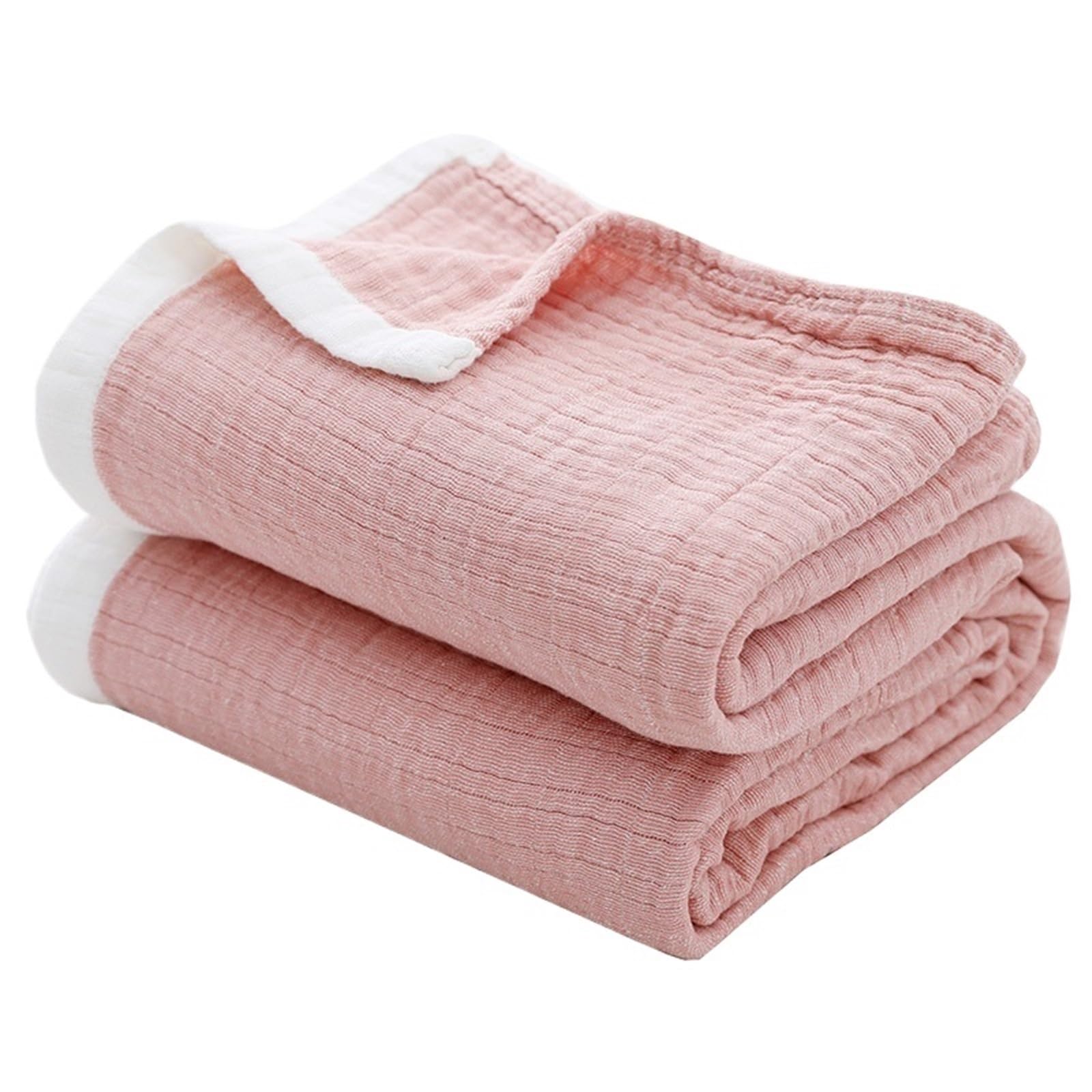 FIgpmwld Cotton Muslin 4-Layer Yarn Dyed Throw Blanket Multiple Sizes(Color5,230x260cm)